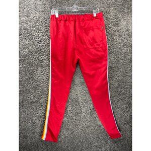 Weiv Los Angeles Track Pants Men's Large Red Polyester Stretch Striped Ankle Zip